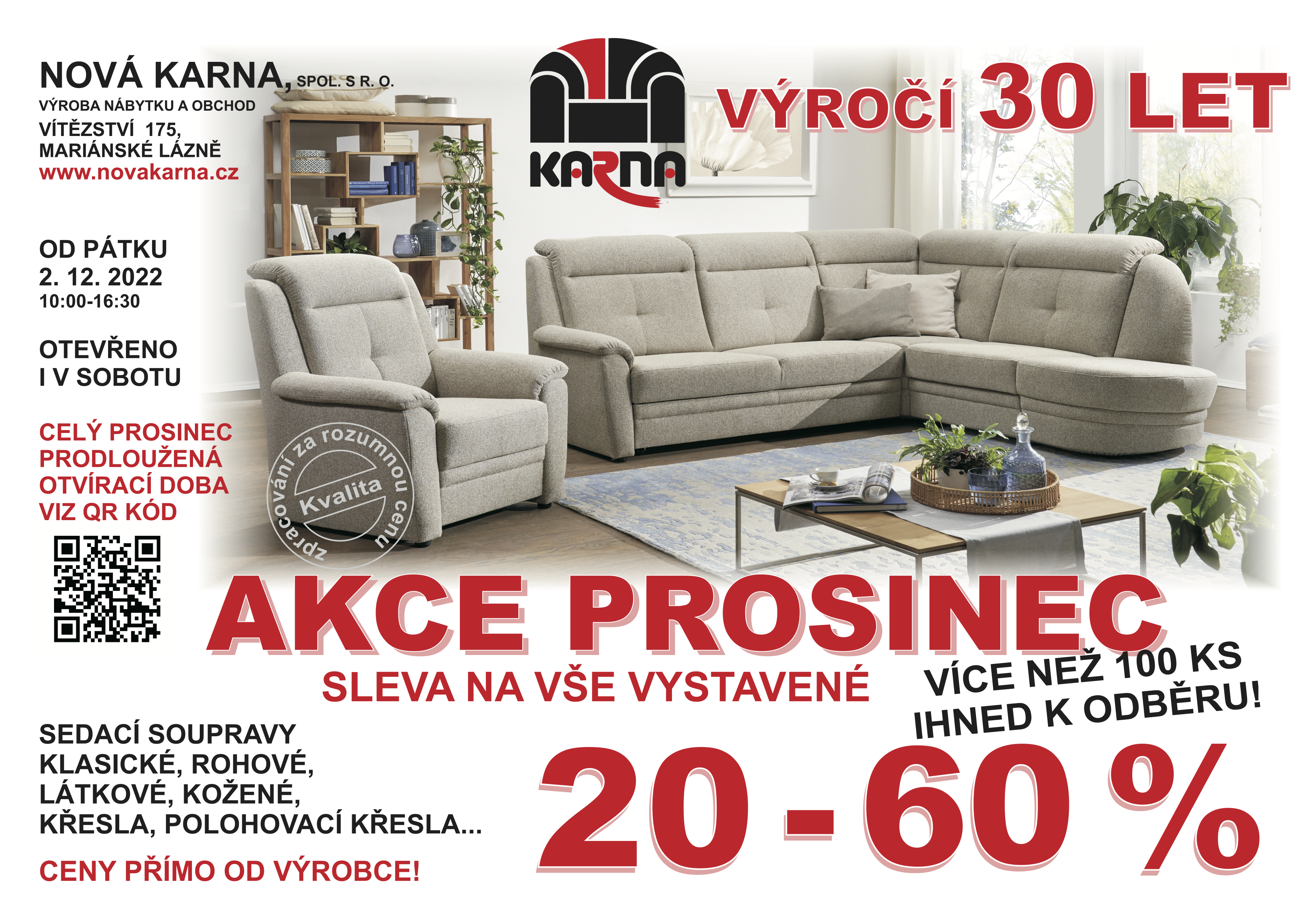 Sleva na vystavené sedací soupravy 20-60%